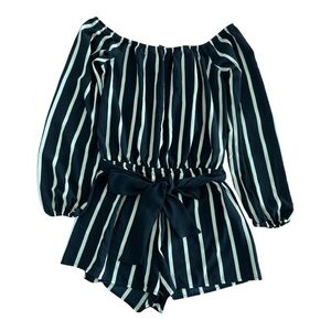 Forever 21 Romper Blue & White Stripes Women Size Small